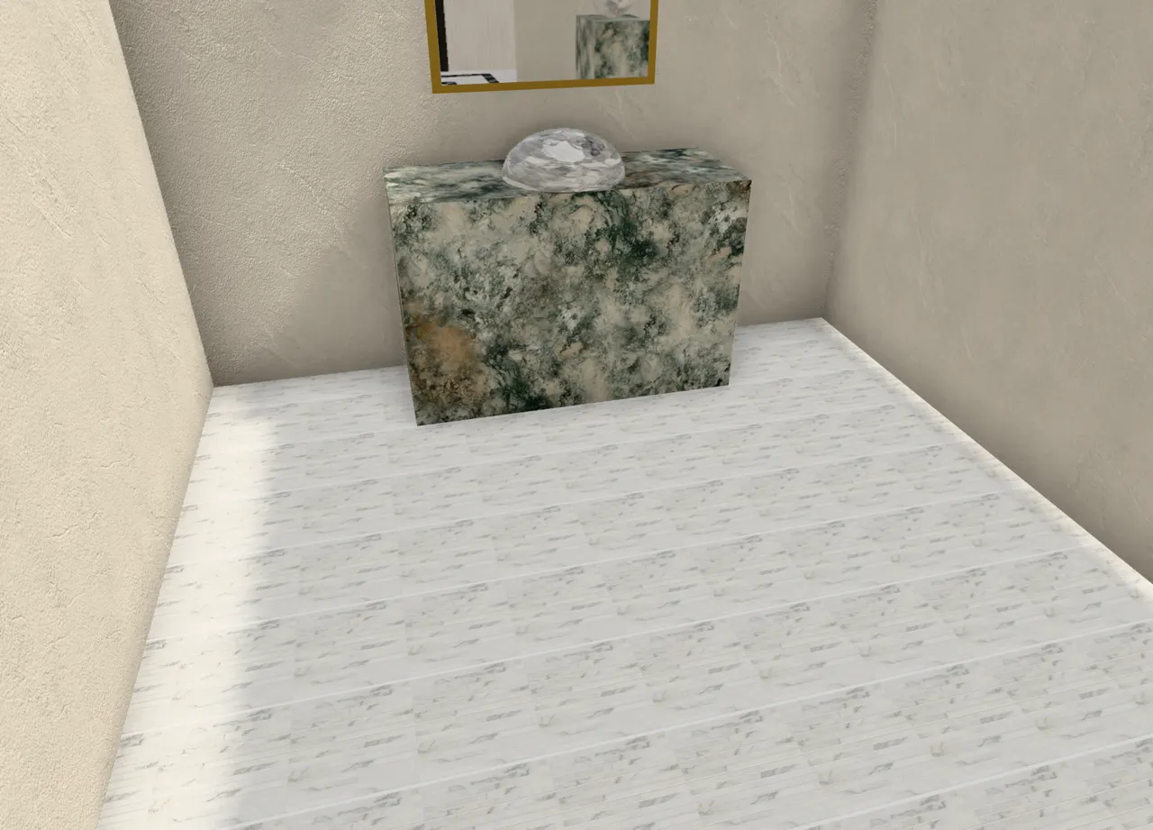 The nuvola stick mosaic laid in the house: powder room floor